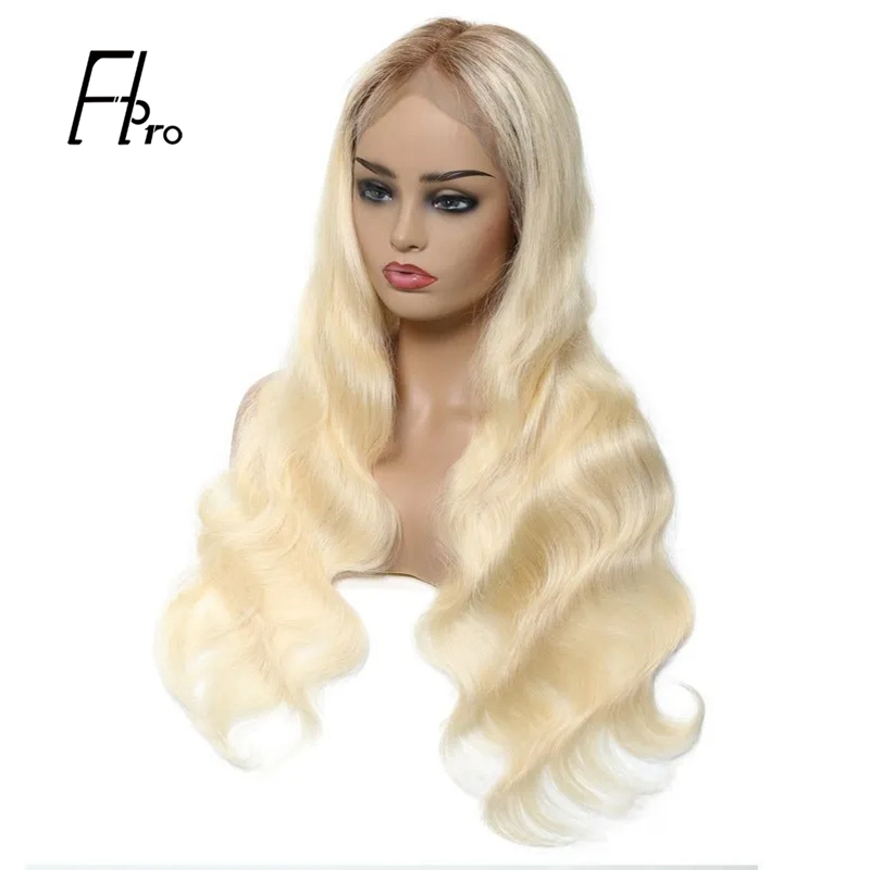 360 Lace Wig T4-613 Ombre Blonde Body Wave Pre Plucked Natural Hairline 180% Density